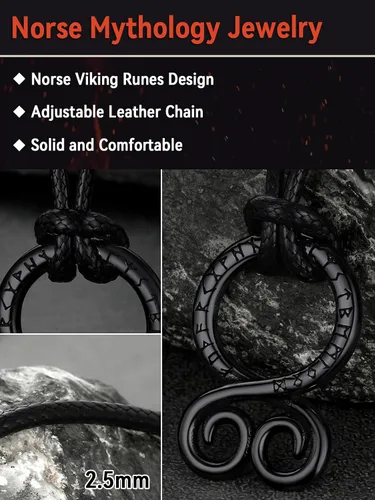 Miniatura 5 de FaithHeart - Collar de runa vikinga nórdica con cadenas ajustables de cueroacero inoxidable trenzadas para hombres y mujeres, regalo de joyería