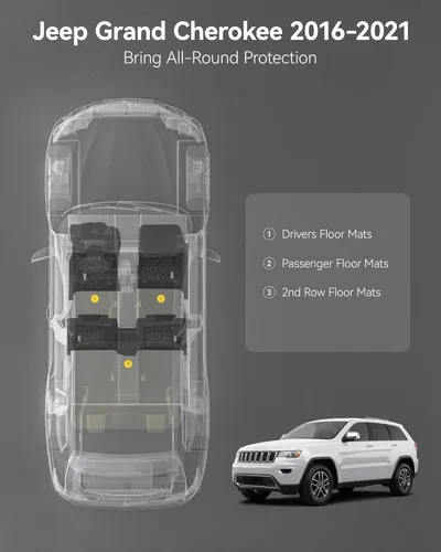 Miniatura 2 de 3W Alfombrillas de Piso Compatibles con Jeep Grand Cherokee 2016-2021/ Grand Cherokee WK 2022 2023/ Dodge Durango 2016-2021