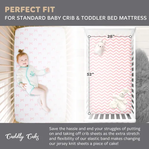 Miniatura 3 de Cuddly Cubs Premium Jersey Cuna Hojas, suave en Baby Skin y extra suave para un sueño sonido. Sábana bajera ajustable y elástico, No Lucha para Get
