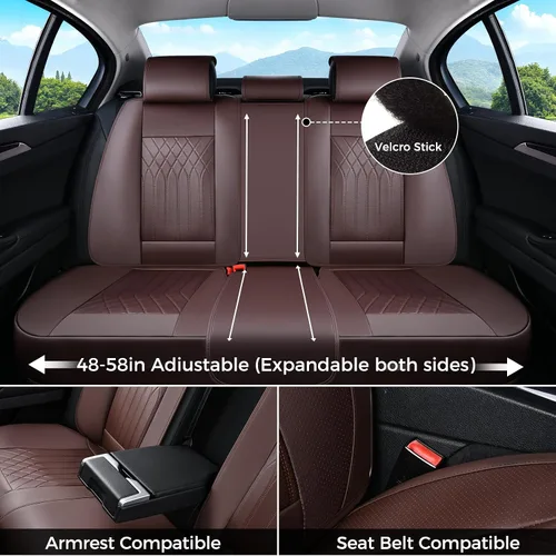 Miniatura 8 de FLORICH Fundas de asiento delantero de automóvil, fundas de asiento de cuero para automóviles, protector de asiento de automóvil, impermeable