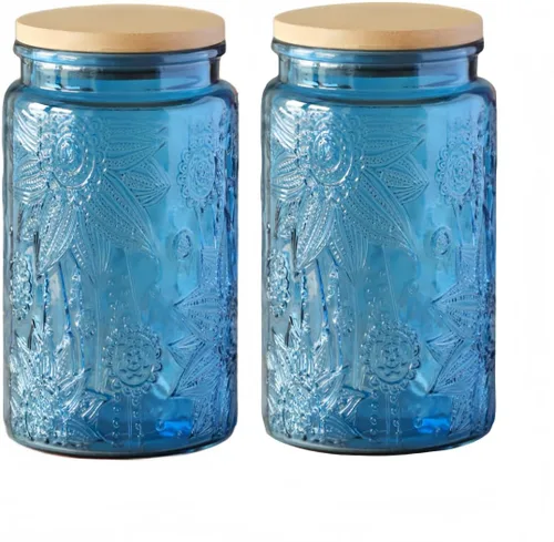 Miniatura 15 de ANSQU Tarro de vidrio azul, recipiente de vidrio vintage de 23.7 FL OZ con tapa hermética, tarro para caramelos/recipiente para azúcar para despensa