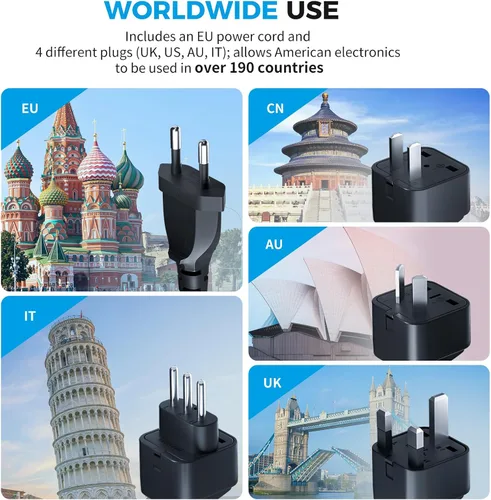 Miniatura 8 de Convertidor de voltaje de onda sinusoidal pura de 500 W de EE. UU. a Europa, convertidor de 220 V a 110 V para viajes europeos, adaptador
