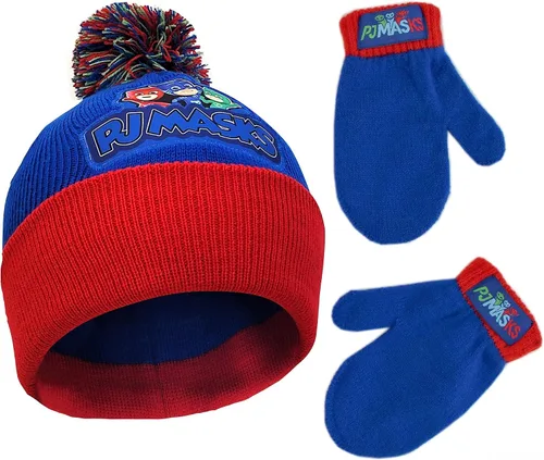 Miniatura 8 de PJ Masks Conjunto de gorro y mitones de invierno para niños, gorro para niños pequeños