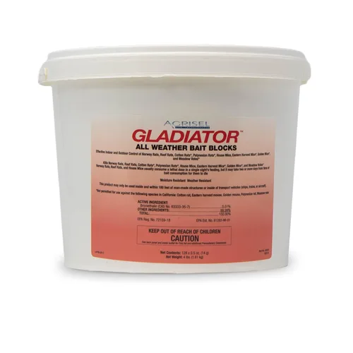 Agrisel Rodenticida de gladiador, cebo para ratón, cebo para ratas, control de roedores de dosis única, uso en interiores y exteriores, incluye 3