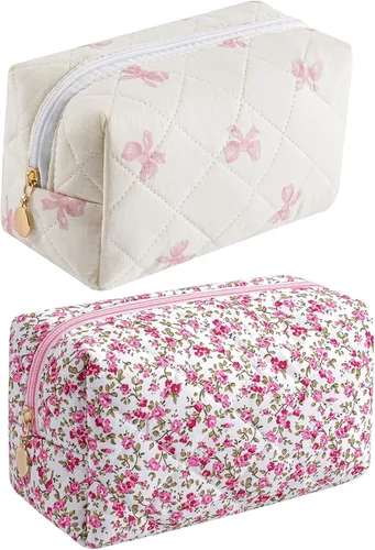 Miniatura 48 de Bolsa de maquillaje de viaje para mujeres y niñas, bolsa de maquillaje con cremallera, flores florales, organizador de maquillaje, bolsa de tela