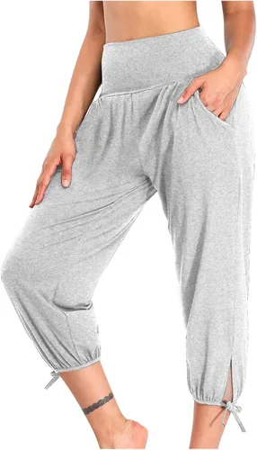 Miniatura 12 de Pantalones capri para mujer, estilo casual, de verano, elásticos, de cintura alta, pantalones de yoga, ajuste atlético, pantalones deportivos
