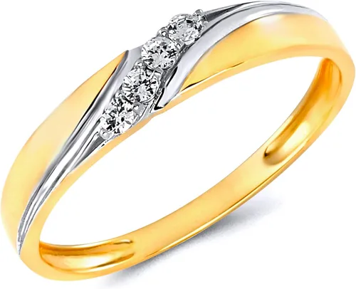 Miniatura 5 de Anillo de compromiso de oro amarillo de 14 quilates y alianza de boda para mujer.