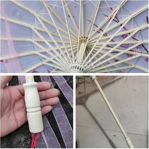 Miniatura 5 de Sombrilla aceitada hecha a mano de 33 pulgadas de seda de bambú, arte chino japonés, paraguas de baile clásico, flor de ciruelo para bodas