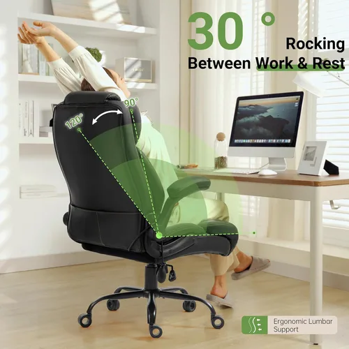 Miniatura 4 de Silla de oficina, sillas ejecutivas grandes y altas con soporte lumbar para dolor de espalda, silla de computadora de escritorio transpirable