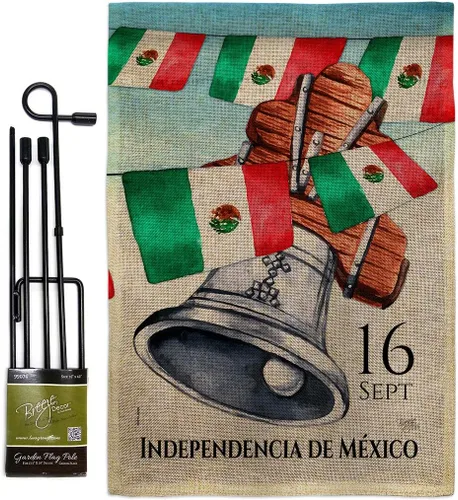 Miniatura 10 de Bandera de jardín del Día de la Independencia de México, nación regional, internacional, país, área particular, pequeña, decorativa, regalo, patio