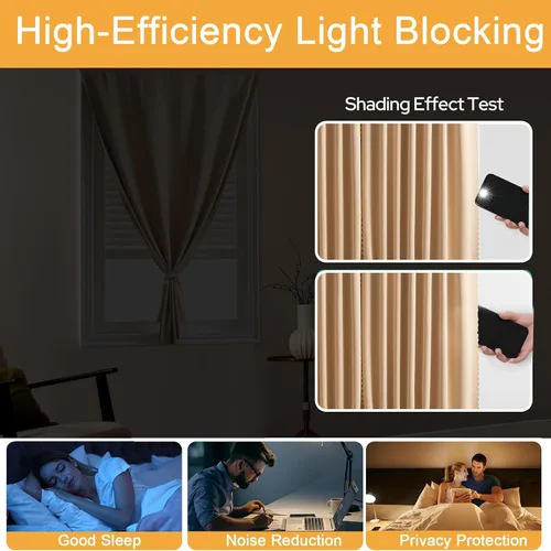 Miniatura 3 de Cortinas autoadhesivas, sin taladrar, sin varilla, cortinas opacas fáciles de instalar para persianas de ventana, dormitorio