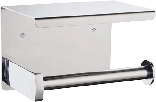 Miniatura 8 de Soporte para papel higiénico negro mate, soporte para rollo de papel higiénico con estante, adhesivo 3M, sin taladro o montado en la pared