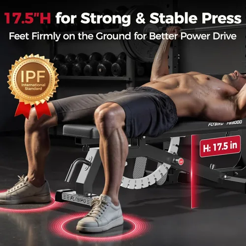 Miniatura 8 de FLYBIRD Adjustable Weight Bench, Full Body Workout Bench for Home Garage Gym Strength Training, Incline Flat Decline for Sit Up Bench Press Negro