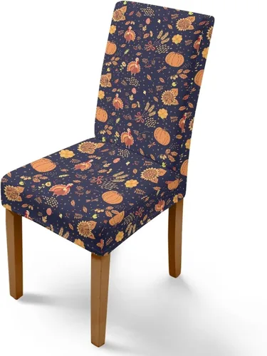 Miniatura 44 de Rnyleeg Thanksgiving Chair Covers for Living Room No Arms Turkey Pumpkin Stretch Dining Chair Covers Set of 6 Soft Washable Kitchen Chair Protector
