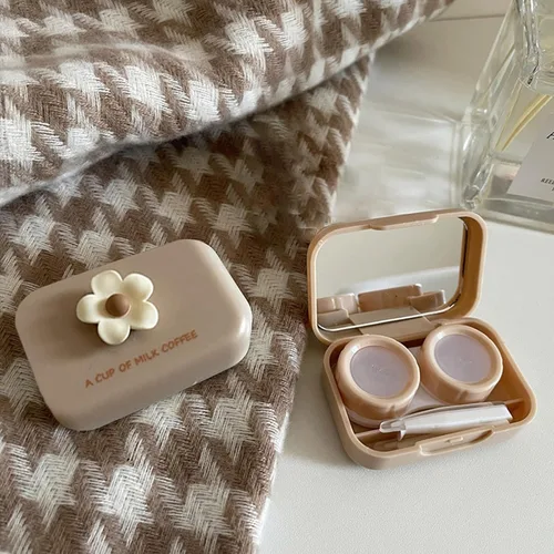 Miniatura 5 de Paquete de 2 mini estuches para lentes de contacto, caja portátil para lentes de contacto, kit de viaje con espejo, pinzas, barra de herramienta