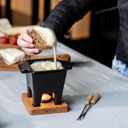 Miniatura 2 de Boska Juego de fondue de tapas con vela de té - Ideal para queso o chocolate - Olla caliente de cerámica apta para microondas - Fuente de chocolate