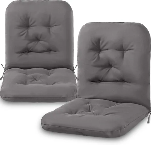 Chunful Cojín para silla de respaldo para exteriores e interiores, cojines para asiento de patio, resistentes a la intemperie, almohadillas Gris
