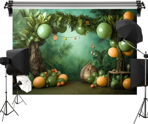 Miniatura 5 de Kate Telón de fondo de globo de bosque para niños, tela impresa sin costuras, fondo de fotografía para estudio, 6.5 x 6.5 pies
