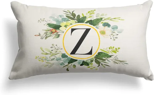 Miniatura 22 de Snycler Fundas de almohada con monograma de letra L, floral, 18 x 18 pulgadas, almohadas de primavera verdes, fundas decorativas de verano, Estilo L