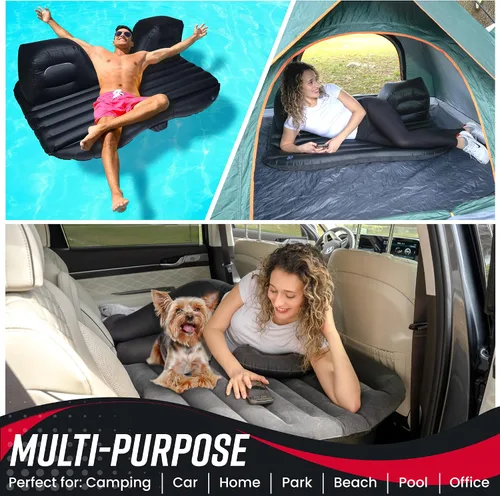 Miniatura 3 de VaygWay Colchón inflable de aire para automóvil – Cama de aire con kit de bomba – Asiento trasero – Cojín de cama inflable para vacaciones