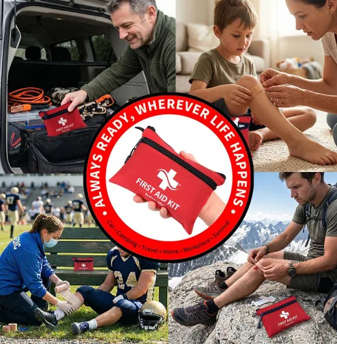 Miniatura 8 de Protect Life Doctor Developed Mini Kit de primeros auxilios, kit de emergencia impermeable de 100 piezas para automóvil, barco, camping y viajes