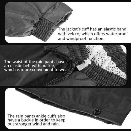 Miniatura 6 de ILM traje de lluvia para motocicleta, impermeable, 6 bolsillos, 2 piezas, chaqueta y pantalones, para hombre Gris-hombres