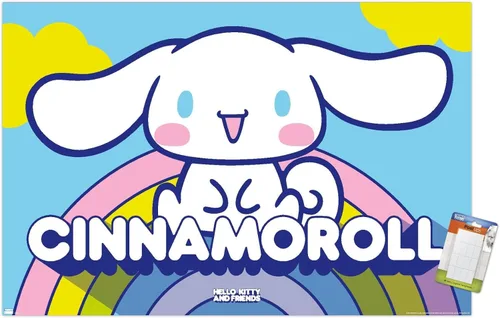 Miniatura 8 de Hello Kitty and Friends: 22 Over The Rainbow - Póster de pared de Cinnamoroll, 22.4 pulgadas de largo x 14.7 pulgadas de ancho, versión enmarcada