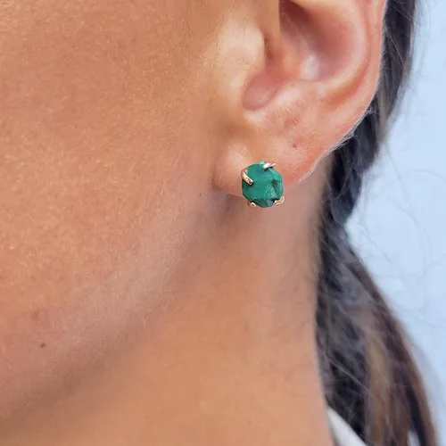 Miniatura 36 de Aretes de piedra preciosa natural en bruto con oro rosa sobre plata de ley 925, 6 a 0.276 in, regalo de piedra de nacimiento de calidad genuina