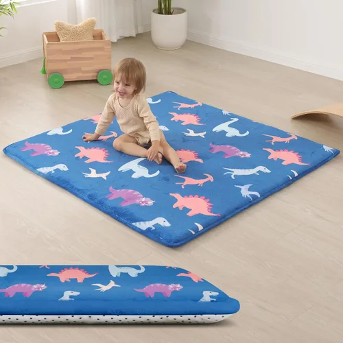 Miniatura 26 de Huloo Sleep Alfombra de Juego para Bebés para Piso, Espesor de 1.3" de Espuma Elástica, Alfombra de 1.27m×1.27m para Tiempo de Barriga, Terciopelo