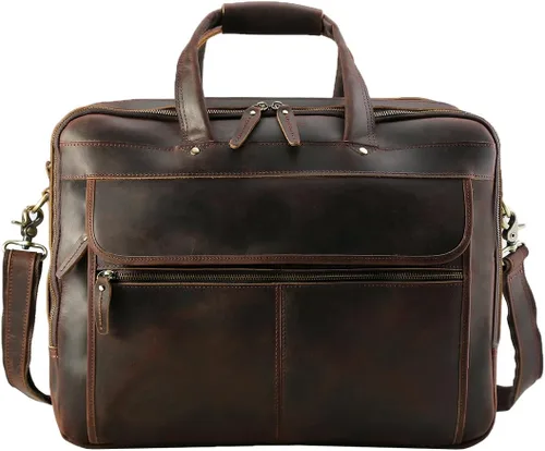 Miniatura 2 de Polare - Maletín de negocios de 18 pulgadas de grosor de cuero de grano completo para laptop de 17.3 pulgadas, bolsa de trabajo para hombres