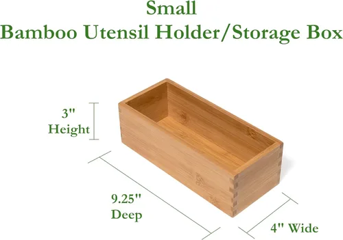 Miniatura 2 de Lipper International Caja de almacenamiento de madera de bambú para utensilios de cocina, maquillaje o suministros de oficina, 4 x 9 1/4 x 3 pulgadas