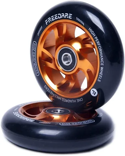 FREEDARE - Par de ruedas de repuesto para scooter de acrobacias Pro de 3.937 in, 2 piezas con rodamientos ABEC naranja dorada