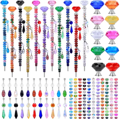Miniatura 23 de Kit de 158 piezas de varitas de hadas de bricolaje para jardín, múltiples esquemas de color con cuentas europeas, cristales y puntas de diamante