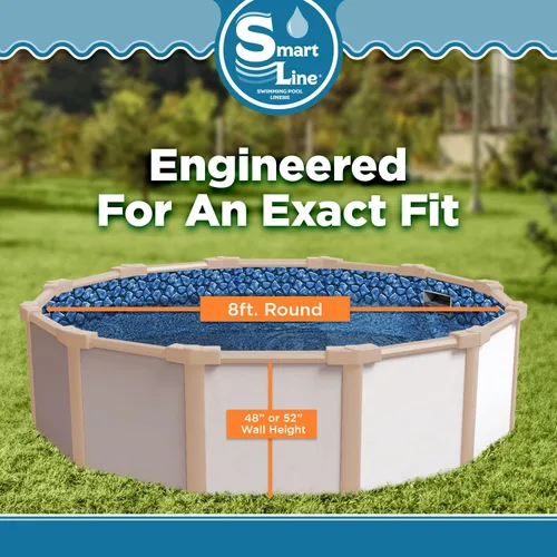 Miniatura 5 de Smartline Revestimiento redondo de piscina de 8 pies Remolino de roca Estilo superpuesto Altura de pared de 48 a 52 pulgadas Vinilo virgen