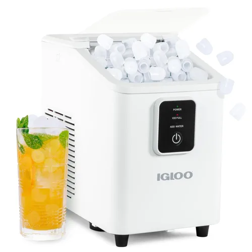 Miniatura 17 de Igloo, máquina para hacer hielo automática eléctrica de sobremesa de 26 libras - 9 cubos en 7 minutos, con cuchara y cesta Rojo
