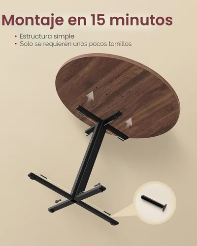 Miniatura 6 de VASAGLE Mesa de comedor, pequeña mesa de cocina redonda para 4 personas, 31.5 x 29.4 pulgadas, para comedor, sala de estar, granja, resistente al