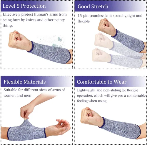 Miniatura 3 de 5 pares de mangas de protección de antebrazo resistentes a los cortes, protección de nivel 5, protectores de brazo a prueba de mordeduras, protector