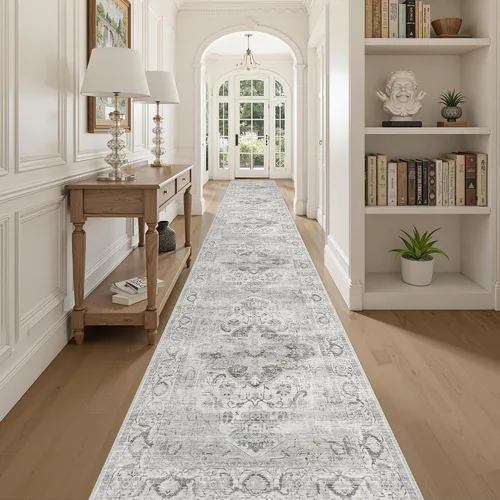 Miniatura 53 de Alfombra de pasillo lavable de 2 x 6 pies - Alfombras de cocina con respaldo antideslizante vintage suave estilo granja, alfombra de entrada