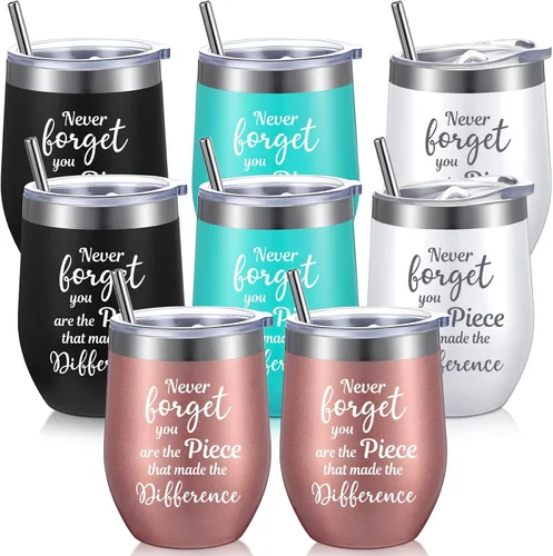 Sieral 8 piezas de regalos de agradecimiento para mujeres, vaso de vino de agradecimiento para empleados, profesores, regalo inspirador de