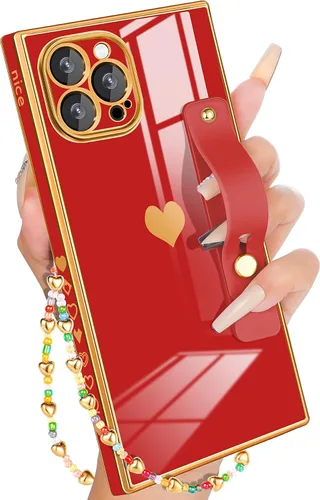 Miniatura 14 de Petitian Funda para iPhone 13 Pro Max con Soporte/Cordón, Lujosa y Linda para Mujeres y Niñas con Corazón Electrochapado, Fundas de Teléfono de Negro