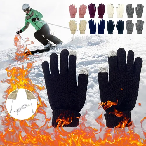 Miniatura 2 de CQCYD USB Knitted Pineapple Electric Heating Gloves, Winter Warm Full Finger Gloves Unisex Gloves for Work Typing #
