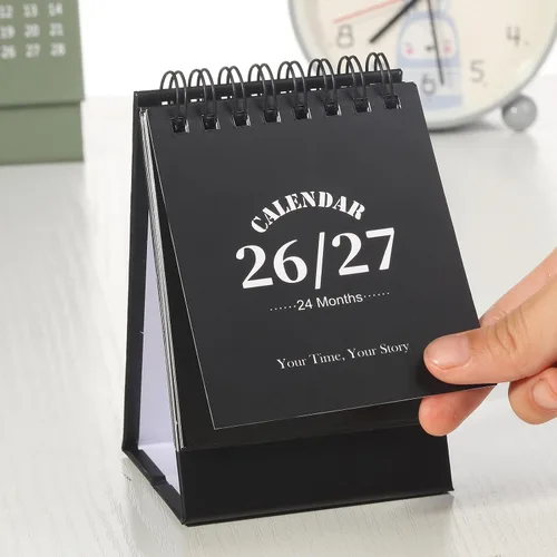 Miniatura 5 de Calendario de escritorio 2026-2027, calendario de 2 años desde enero de 2026 hasta diciembre de 2027, planificador mensual de mesa con calcomanías