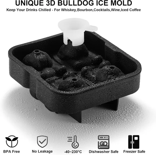 Miniatura 2 de Nax Caki Bulldog Gifts - Molde para cubitos de hielo 3D Bulldog con formas divertidas, molde de hielo grande de 2.4 pulgadas, bandejas de cubitos