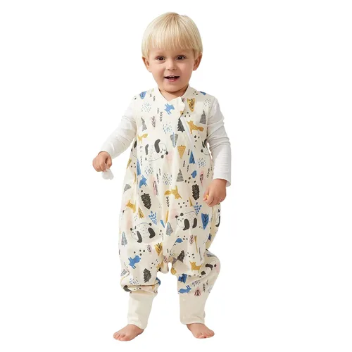 Miniatura 23 de Duomiaomiao Paquete de 2 bolsas de dormir TOG para niños de 6 a 12 meses, 100% algodón, ligero, con pies, transpirable, cómoda manta para niños
