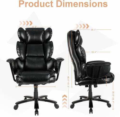 Miniatura 3 de Vigosit Silla de oficina grande y alta, asiento ancho de 500 libras, ergonómica con soporte lumbar para aliviar el dolor de espalda baja, silla