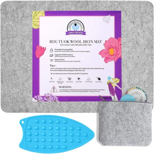 Rdutuok Tapete de Prensado de Lana de 17"x13.5" 100% Lana Afieltrada de Nueva Zelanda Tapete de Planchado para Acolchadores, Costura, Suministros y