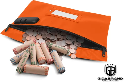 Miniatura 6 de Bolsa de dinero con candado 12 x 8 pulgadas Cuero sintético duradero para dinero en efectivo monedero monedero monedero bolsa con cremallera