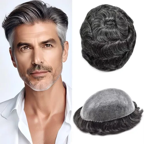 Miniatura 164 de Toupee for Men Hair Piece Real Human Hair Full Poly Skin Mens Toupee Mens Hair System Injected PU Hair System Invisible Hairpiece for