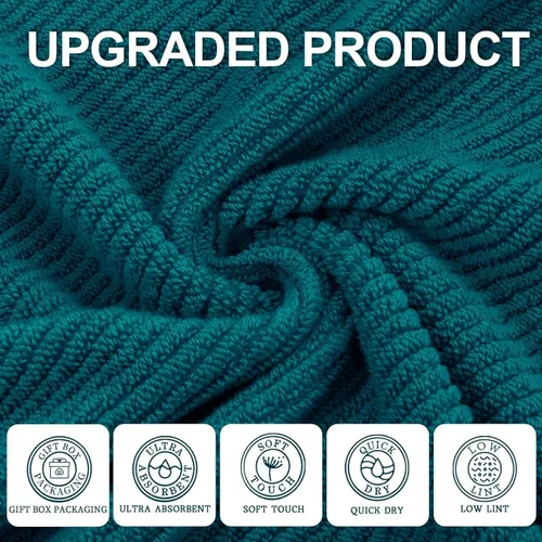 Miniatura 92 de VOOVA & MOVAS Toallas de mano blancas - 100% algodón Ligeras Gruesas Secado rápido Suaves Absorbentes, paquete de 4 piezas grandes de 18