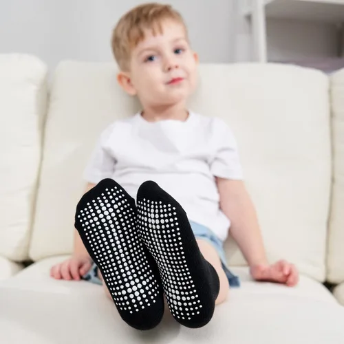 Miniatura 2 de Zaples Calcetines de tobillo antideslizantes con agarre antideslizante para niños y niñas, corte bajo para bebés y niños pequeños